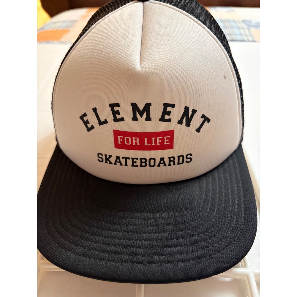 Element Skateboards Trucker Hat Black White Snapback Mesh Cap For Life MAHTGERC